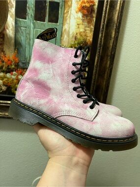 The Dr. Martens 1460 Pascal Junior Tie Dye Suede Lace-Up Boots